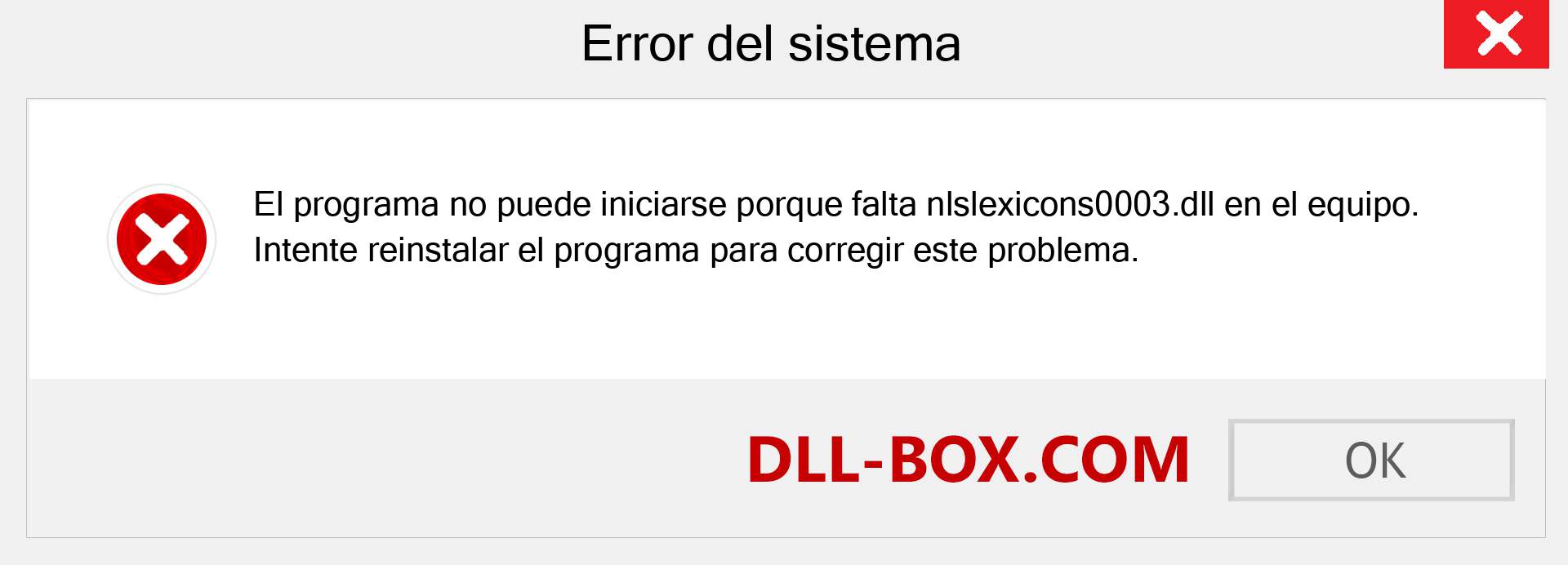 ¿Falta el archivo nlslexicons0003.dll ?. Descargar para Windows 7, 8, 10 - Corregir nlslexicons0003 dll Missing Error en Windows, fotos, imágenes