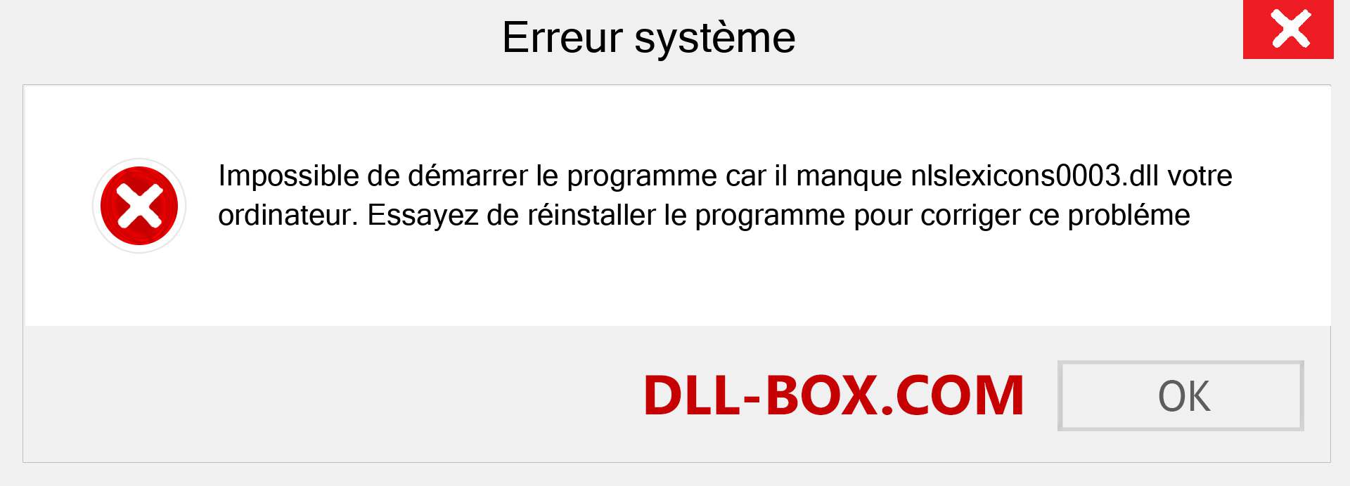 Le fichier nlslexicons0003.dll est manquant ?. Télécharger pour Windows 7, 8, 10 - Correction de l'erreur manquante nlslexicons0003 dll sur Windows, photos, images